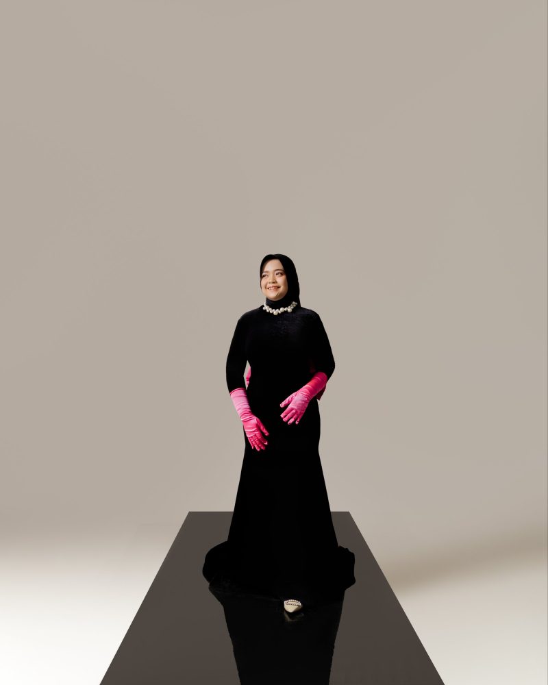 Modern Gown Bludru Pita - Pink